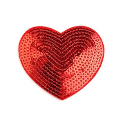 Aplicație termoadezivă - inimă cu paiete - Roșu (1 Bucată)