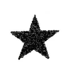 Aplicație termoadezivă - stea cu strasuri - Negru (1 Bucată)