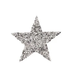 Aplicație termoadezivă - stea cu strasuri - Argintiu (1 Bucată)