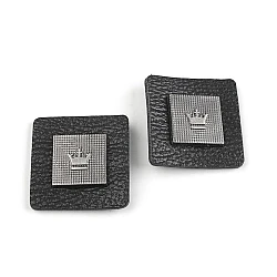 Emblemă piele și metal, 30x30 mm - Negru (10 Bucăți)