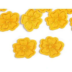 Aplicație termoadezivă brodată - floare - Galben (10 Bucăți)