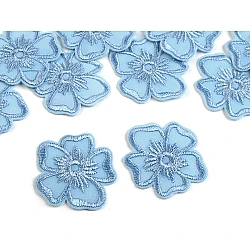 Aplicație termoadezivă brodată - floare - Bleu gheață (10 Bucăți)
