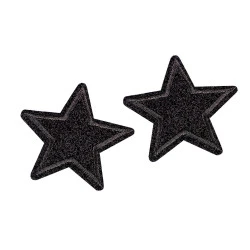 Aplicație termoadezivă - stea cu paiete - Negru (10 Bucăți)