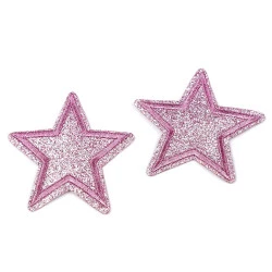 Aplicație termoadezivă - stea cu paiete - Roz vintage (10 Bucăți)