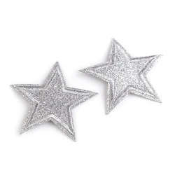 Aplicație termoadezivă - stea cu paiete - Argintiu (10 Bucăți)