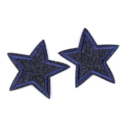Aplicație termoadezivă - stea cu paiete - Albastru închis (10 Bucăți)
