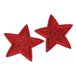 Aplicație termoadezivă - stea cu paiete - Roșu (10 Bucăți)