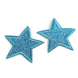 Aplicație termoadezivă - stea cu paiete - Turcoaz (10 Bucăți)