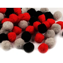 Pompoane mix culori, ø20 mm - Roșu (1 Sac)
