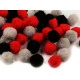 Pompoane mix culori, ø20 mm - Negru (1 Sac)