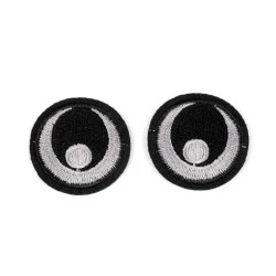 Aplicație termoadezivă ochi, ø38 mm - Negru (10 Bucăți)