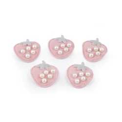 Aplicație de cusut capsuni, inima - Roz pudrat (10 Bucăți)