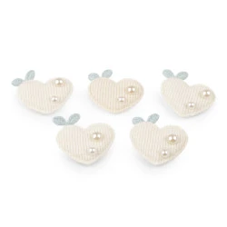 Aplicație de cusut capsuni, inima - Crem deschis (10 Bucăți)