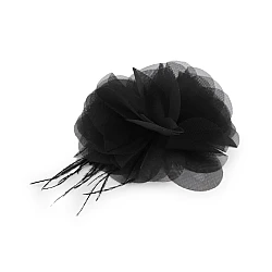 Floare de sifon cu pene ø8-9 cm - Negru (1 Bucată)