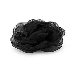 Floare de trandafir din organza ø8 cm - Negru (1 Bucată)