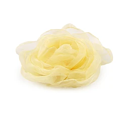 Floare de trandafir din organza ø8 cm - Galben deschis (1 Bucată)