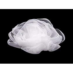 Floare de trandafir din organza ø8 cm - Alb (1 Bucată)