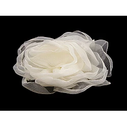 Floare de trandafir din organza ø8 cm - Crem deschis (1 Bucată)