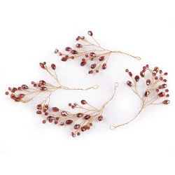 Crenguță de sârmă cu mărgele fațetate - Roz vintage (4 Bucăți)