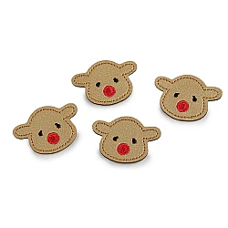 Aplicație termoadezivă din piele ecologică - ren, ursuleț de pluș, câine - Bej (10 Bucăți)