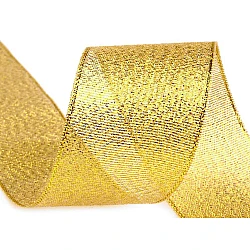 Panglică cu lurex, lățime 38 mm - Auriu (1 Metru)