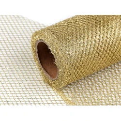 Panglică plasă lurex, lățime 15 cm - Auriu deschis (1 Metru)