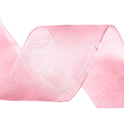 Panglică organza, lățime 40 mm - Roz mediu (1 Metru)