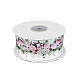 Panglică satinată, imprimeu floral, lățime 40 mm - Roz deschis (1 Metru)