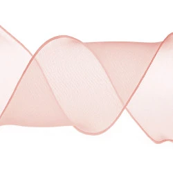 Panglică organza cu efect perlat, lățime 80m - Roz pudrat (1 Metru)