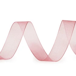 Panglica organza, latime 15 mm - Roz vintage (50 Metri)