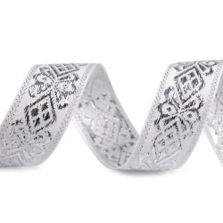 Panglica cu lurex, 30 mm - Alb (18 Metri)