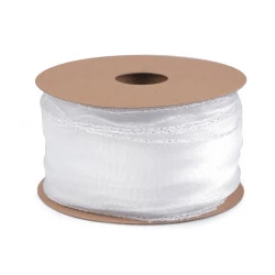 Panglica din organza cu luciu sidefat si lurex latime 50 mm - Alb (1 Metru)