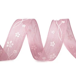 Panglica cu flori latime 25 mm - Roz antic deschis (20 Metri)