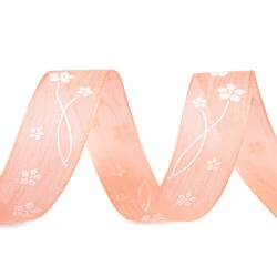 Panglica cu flori latime 25 mm - Roz somon deschis (20 Metri)