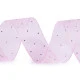 Panglică din organza cu strasuri, lățime 38 mm - Roz deschis (1 Metru)