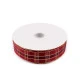 Panglică în carouri cu lurex și sârmă 40 mm - Roșu închis (1 Metru)