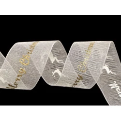 Panglică organza de crăciun lățime 25 mm - Crem deschis (3 Metri)