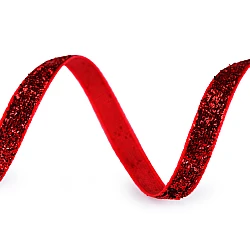 Panglică din catifea lurex lățime 6 mm - Roșu (3 Metri)