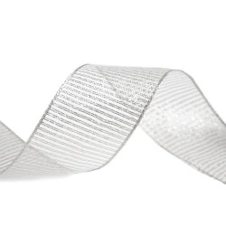 Panglica cu lurex si sarma latime 40 mm - Argintiu (25 Metri)