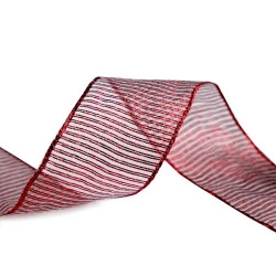 Panglica cu lurex si sarma latime 40 mm - Roșu (25 Metri)