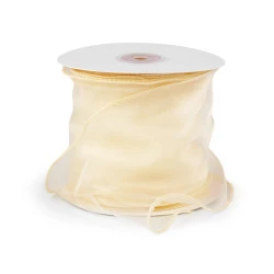 Panglica din organza cu luciu sidefat, latime 10 cm - Crem deschis (9 Metri)