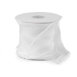 Panglica din organza cu luciu sidefat, latime 10 cm - Alb (9 Metri)