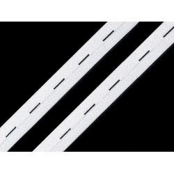 Elastic cu butoniere, lățime 15-17 mm - Alb (30 Metri)
