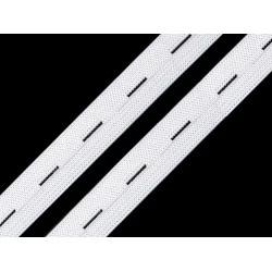 Elastic cu butoniere, lățime 20 mm - Alb (30 Metri)