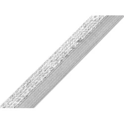 Elastic bias cu lurex, lățime 17 mm - Gri neutral (25 Metri)