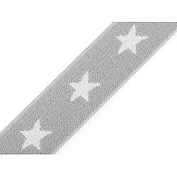 Elastic lat țesut, model steluțe, lățime 20 mm - Gri foarte deschis (1 Metru)