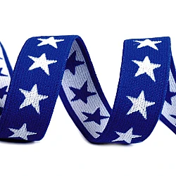 Elastic lat țesut, model steluțe, lățime 20 mm - Bleumarin (1 Metru)