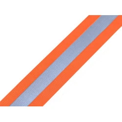 Elastic lat cu bandă reflectorizantă, lățime 40 mm - Portocaliu (1 Metru)