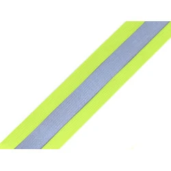 Elastic lat cu bandă reflectorizantă, lățime 40 mm - Galben verzui strident (1 Metru)