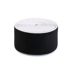 Elastic lat catifelat, lățime 40 mm - Negru (1 Metru)